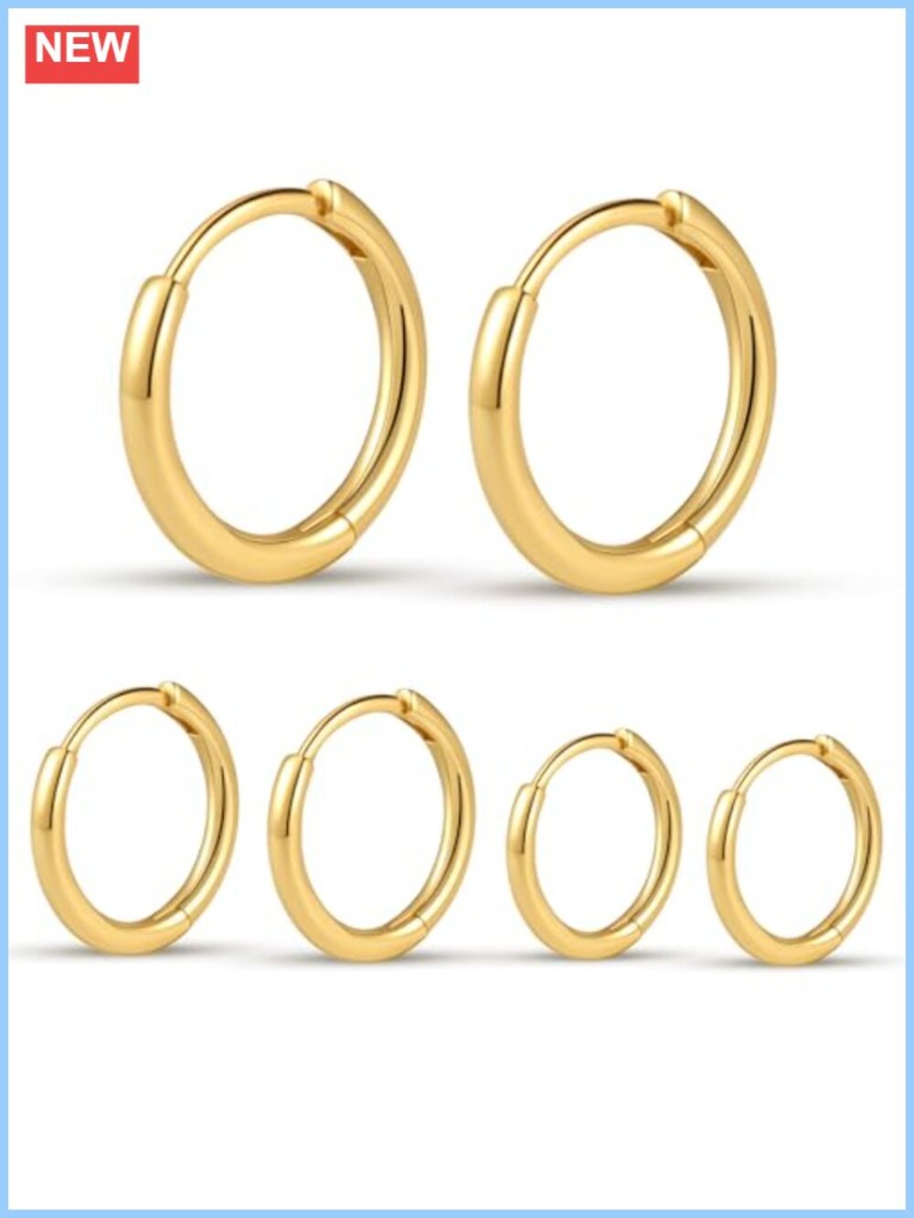 14k Gold Plated Small Hoop Earrings for Women Men, Tiny Cartilage Huggie Hoops,